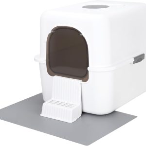 White Small Enclosed Litter Box with Handle