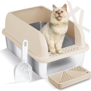 XL High-Wall Stainless Steel Enclosed Litter Box