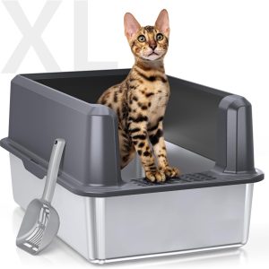 XL Enclosed Stainless Steel Litter Box with Lid