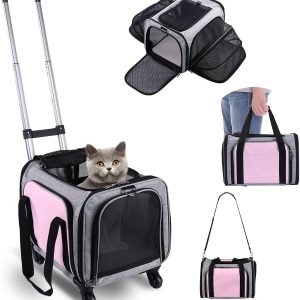 Wheeled Two-Sided Expandable Soft Cat Carrier