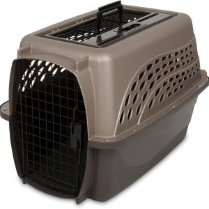 24" Tan Two-Door Plastic Pet Kennel