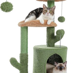 32" Cactus Cat Tree with Sisal Post and Plush Perches