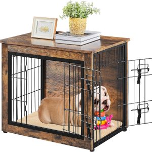 27.5" Wooden Dog Crate with Cushion Double Doors